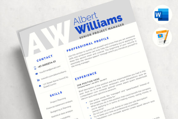Download 3 Page Resume Template - Project Manager Modern CV - Premium Resources